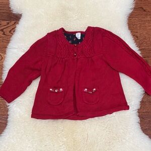 Gap Kids red embroidered cardigan sweater. 18-24m